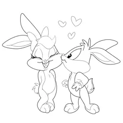 Kid Bugs Bunny And Kid Lola Bunny Free Coloring Page for Kids