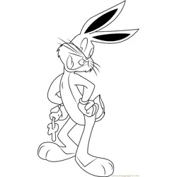 Bugs Bunny with Carrot Free Coloring Page for Kids