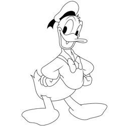 Standing Donald Duck Free Coloring Page for Kids