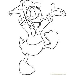 Cheerful Donald Duck Free Coloring Page for Kids
