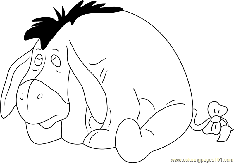 Eeyore Sitting Coloring Page - Free Eeyore Coloring Pages