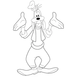 Happy Goofy Free Coloring Page for Kids
