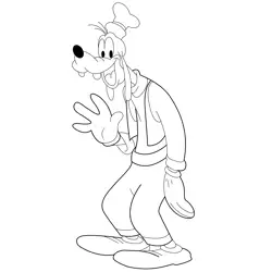 Smiling Goofy Free Coloring Page for Kids