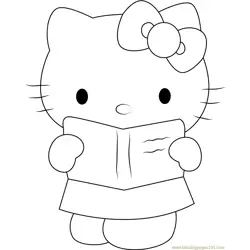 Hello Kitty see in Book Free Coloring Page for Kids