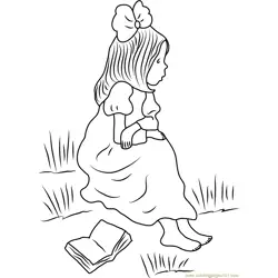 Holly Hobbie Sitting and See Free Coloring Page for Kids