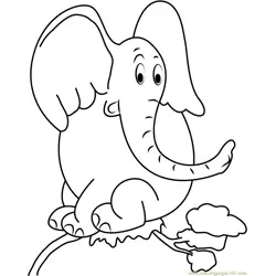 Horton Sitting on Tree Free Coloring Page for Kids