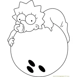 Maggie Simpson Bowling Free Coloring Page for Kids