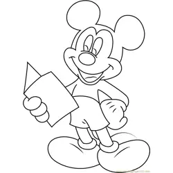 Mickey Mouse Reading a Book Free Coloring Page for Kids