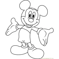 Mickey Mouse Smiling Free Coloring Page for Kids