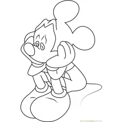Sad Mickey Mouse Free Coloring Page for Kids