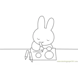Miffy Draw a Pictures Free Coloring Page for Kids