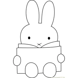 Miffy Reading a Book Free Coloring Page for Kids