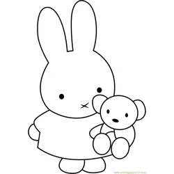 Miffy with Teddy Bear Free Coloring Page for Kids