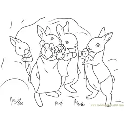 Peter Rabbit with Family Free Coloring Page for Kids