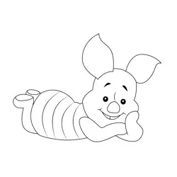 Piglet Laying Down Free Coloring Page for Kids