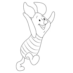 Skipping Piglet Free Coloring Page for Kids