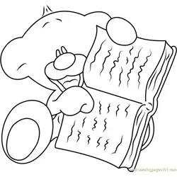 Pimboli Bear Reading a Book Free Coloring Page for Kids