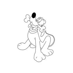 Pluto Having Bone Free Coloring Page for Kids