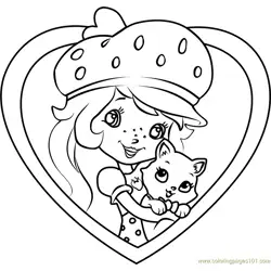 Custard the Cat with Shortcake Free Coloring Page for Kids