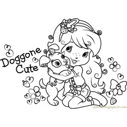 Pupcake with Strawberry Free Coloring Page for Kids