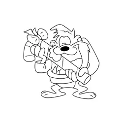 Taz Devil With Candy Stick Free Coloring Page for Kids