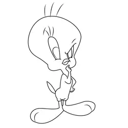 Tweety Bird Thinking Free Coloring Page for Kids