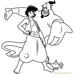 Aladdin and the Genie Free Coloring Page for Kids