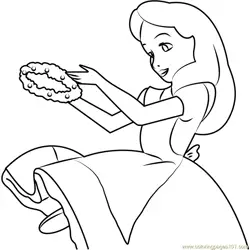 Alice having Flower Crown Free Coloring Page for Kids
