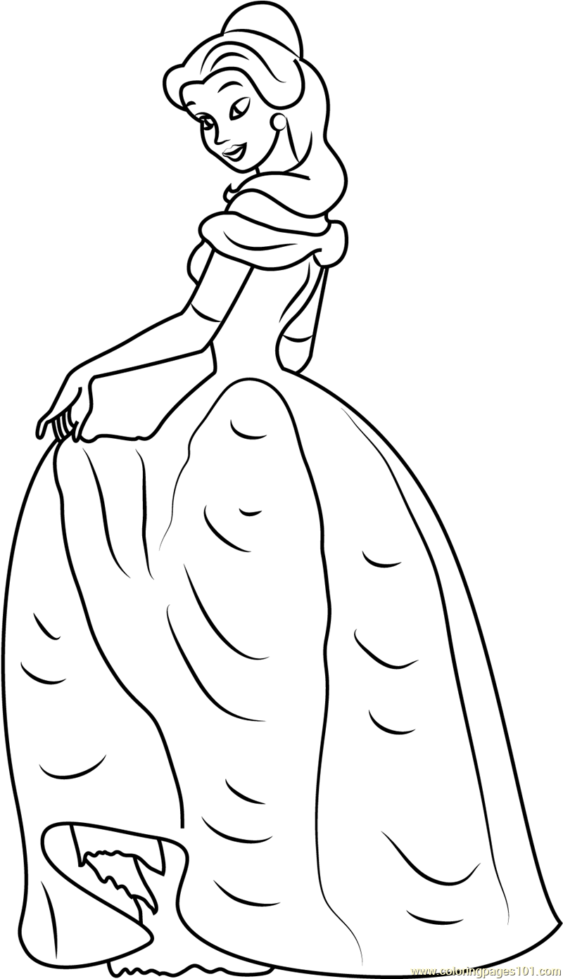 Princess Belle Coloring Page - Free Beauty and the Beast Coloring Pages