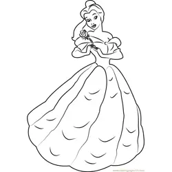 Belle Standing Free Coloring Page for Kids