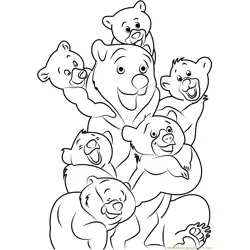 Brother Bear in Group Free Coloring Page for Kids