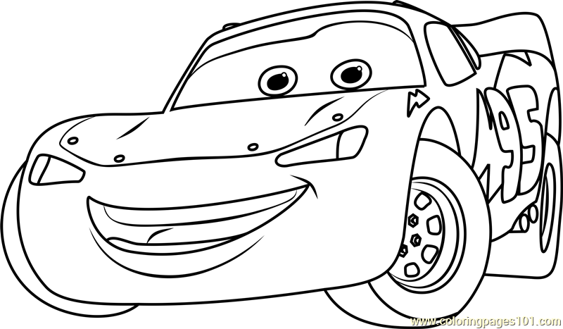 Lightning McQueen from Cars 3 Coloring Page  Free Cars 3 