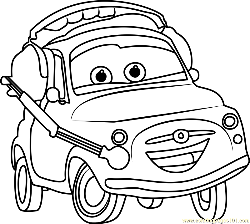Luigi from Cars 3 Coloring Page - Free Cars 3 Coloring ...