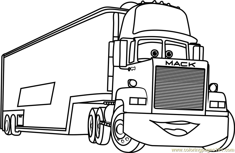Mack from Cars 3 Coloring Page - Free Cars 3 Coloring ...