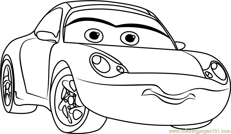 Sally from Cars 3 Coloring Page - Free Cars 3 Coloring ...