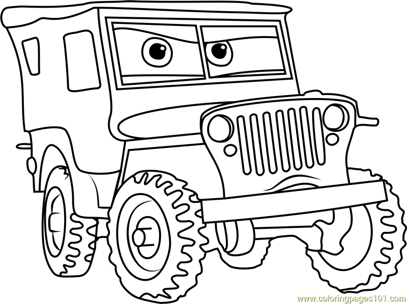 Sarge from Cars 3 Coloring Page - Free Cars 3 Coloring ...