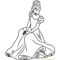Cinderella Sitting Free Coloring Page for Kids