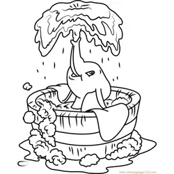 Dumbo Bath Free Coloring Page for Kids