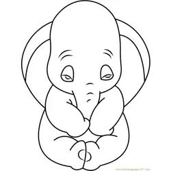 Sad Dumbo Free Coloring Page for Kids