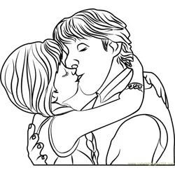 Kristoff and Anna Kiss Free Coloring Page for Kids
