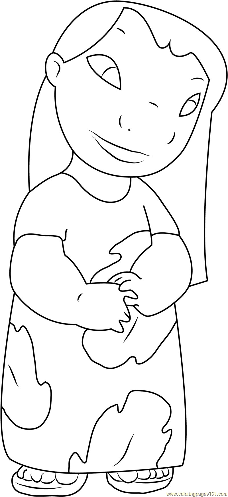 Beautiful Lilo Coloring Page - Free Lilo & Stitch Coloring Pages