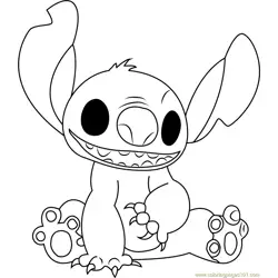 Stitch Smiling Free Coloring Page for Kids