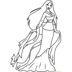 Cute Mulan Free Coloring Page for Kids