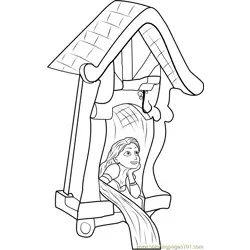Rapunzel in Castle Free Coloring Page for Kids