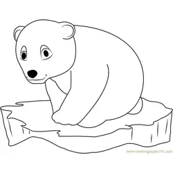 Little Polar Bear on Ice Surface Free Coloring Page for Kids