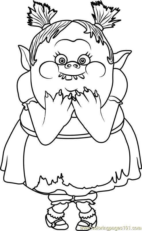 Bridget from Trolls printable coloring page for kids and adults