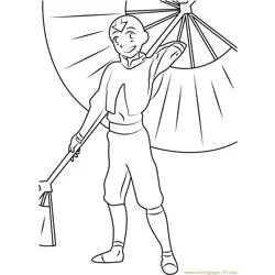 Aang with Umbrella Free Coloring Page for Kids