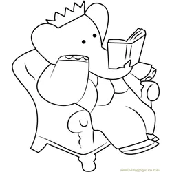 King Babar reading a Book Free Coloring Page for Kids
