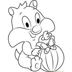 Baby Sylvester with Football Free Coloring Page for Kids