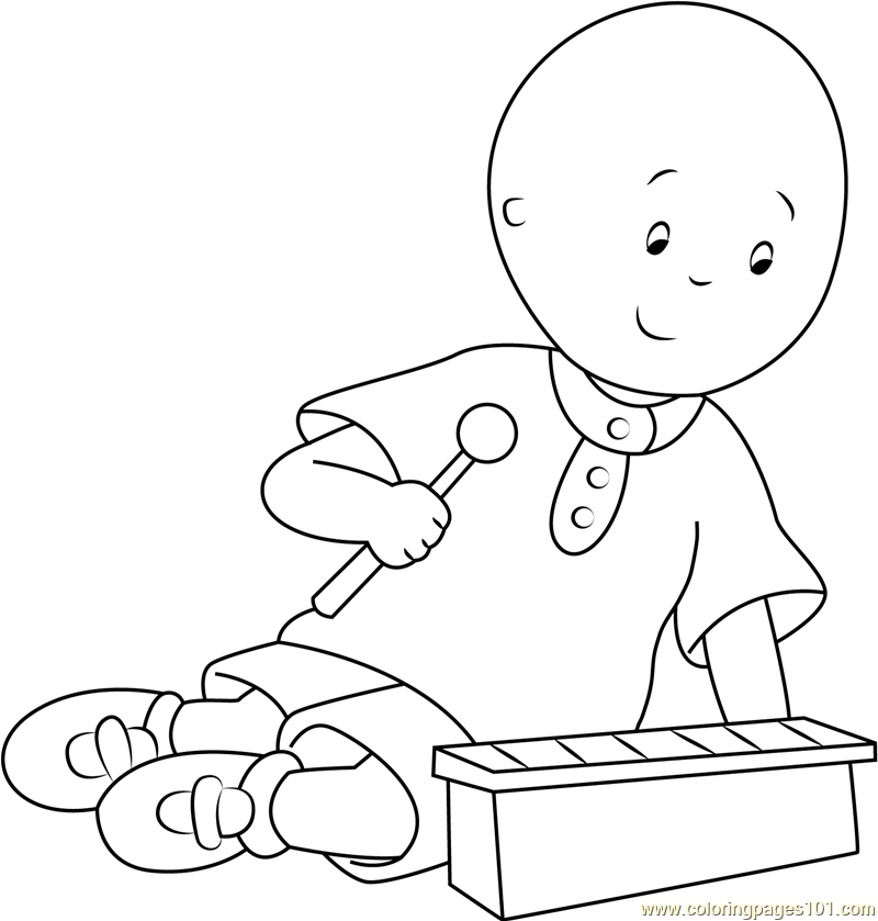 Caillou Playing Game Coloring Page - Free Caillou Coloring Pages